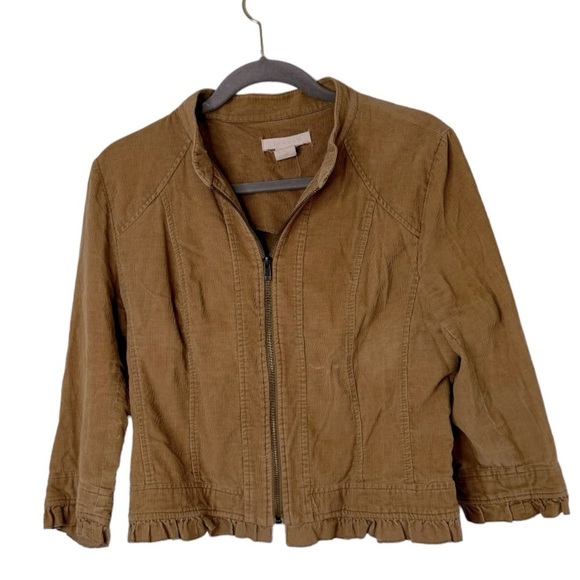 Sandro tan corduroy metro Zip Up jacket - Picture 1 of 9